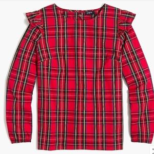 Like new J Crew Ruffle trim tartan plaid blouse L